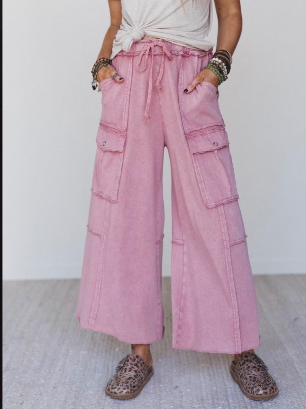 Three Bird Nest Game On Cargo Wide Leg Pants